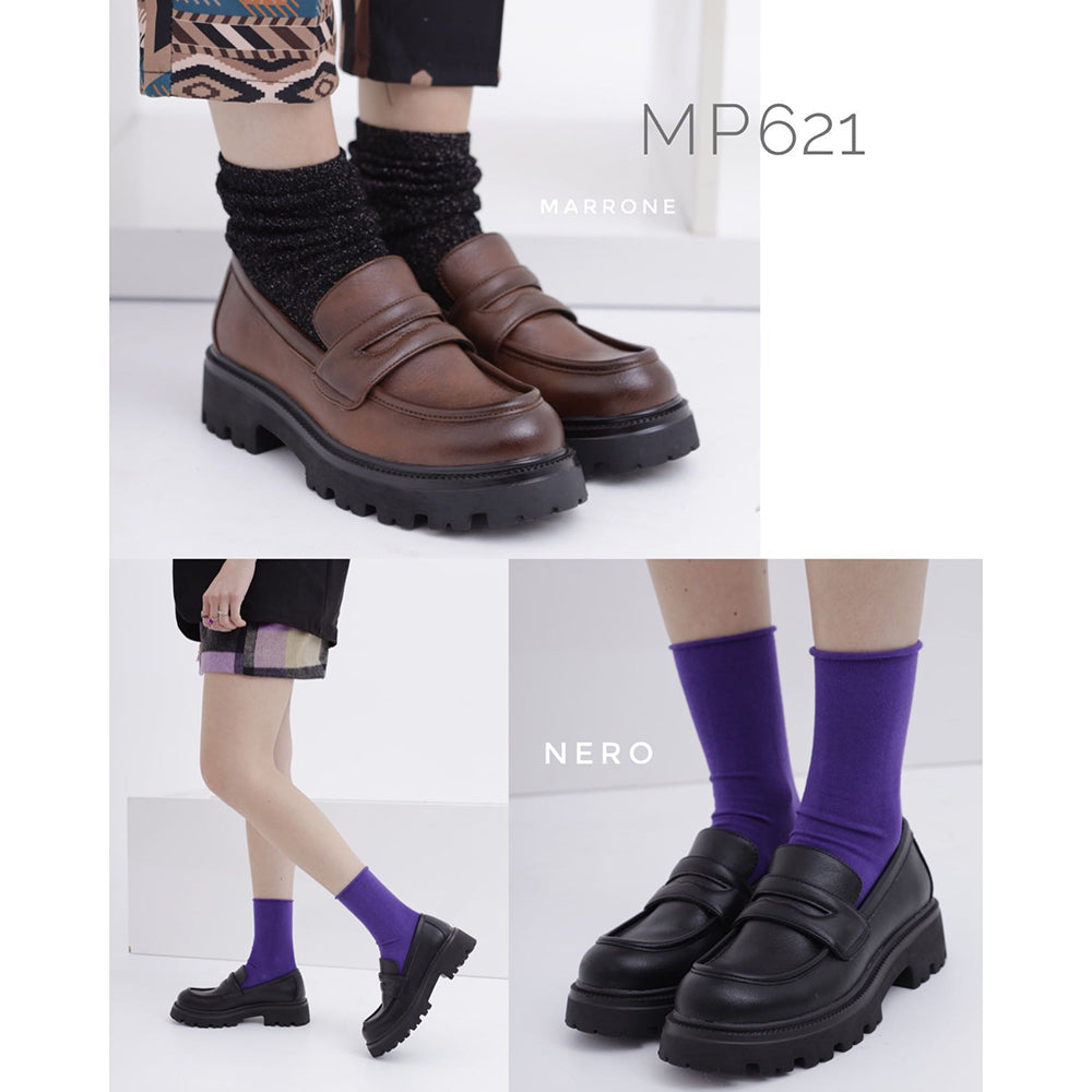 Scarpe Da Donna Mocassini Loafer Slip On Con Platform MP621