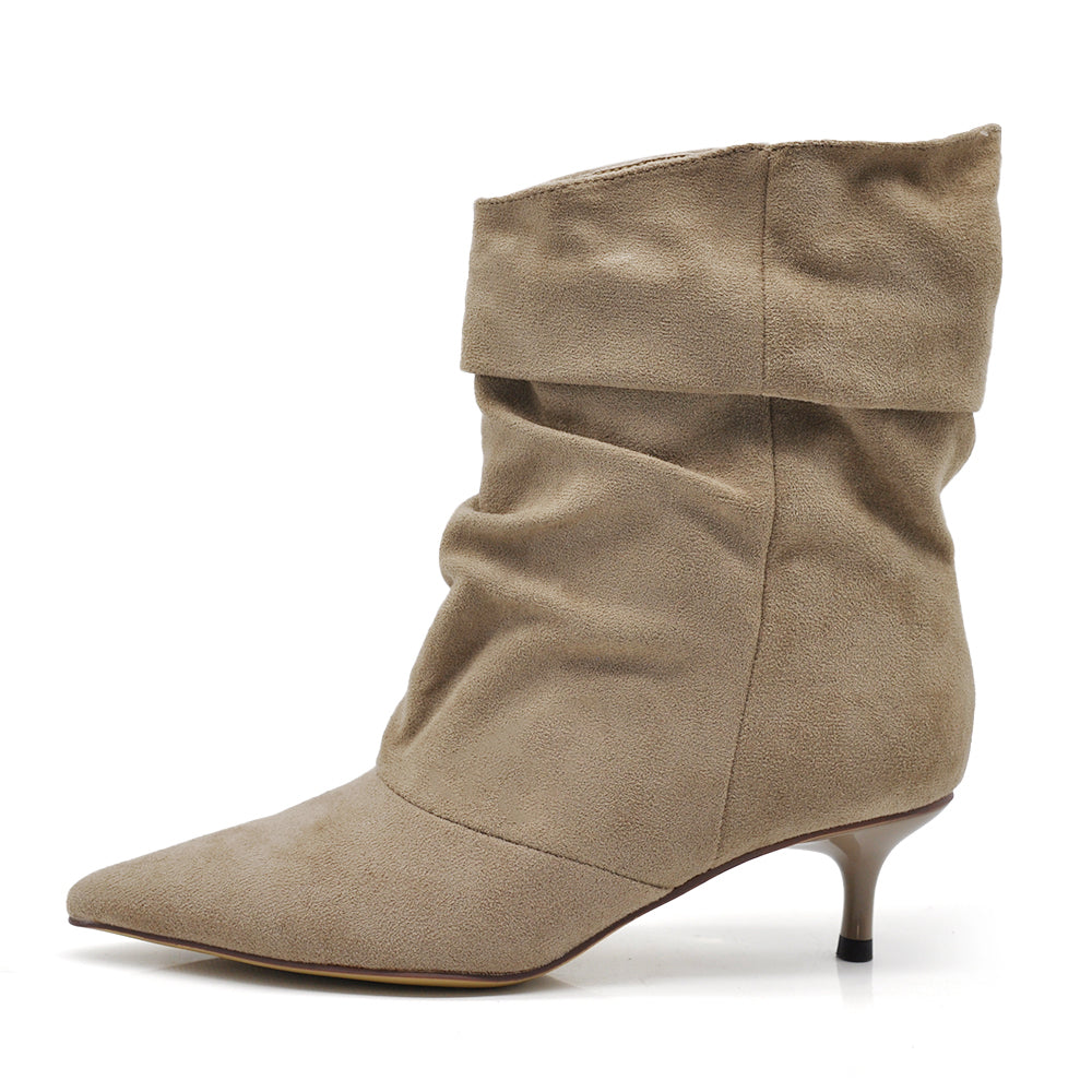 Stivaletti Donna Gambale Largo Morbido – Tronchetti Slouchy con Tacco Medio Elegante HL227-77