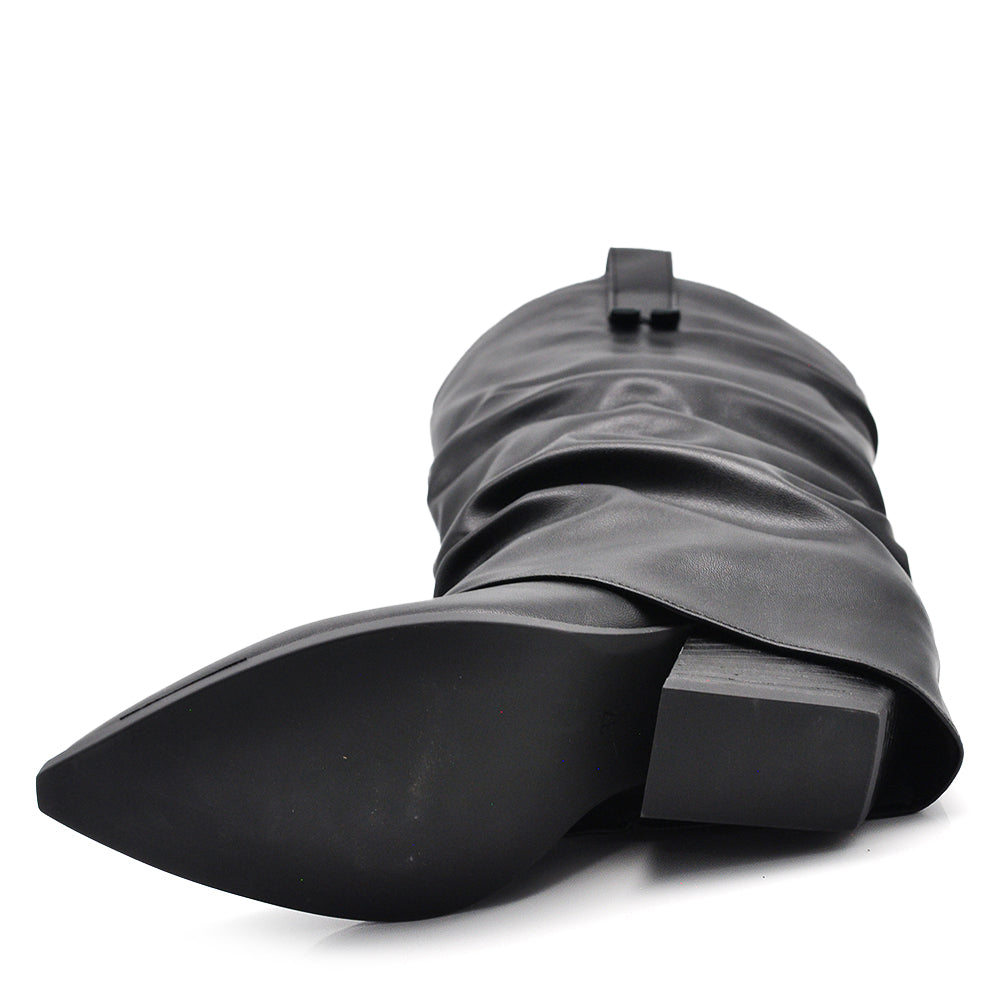 Scarpe da Donna Stivali al Polpaccio Arricciati Con Ghette A Punta G708