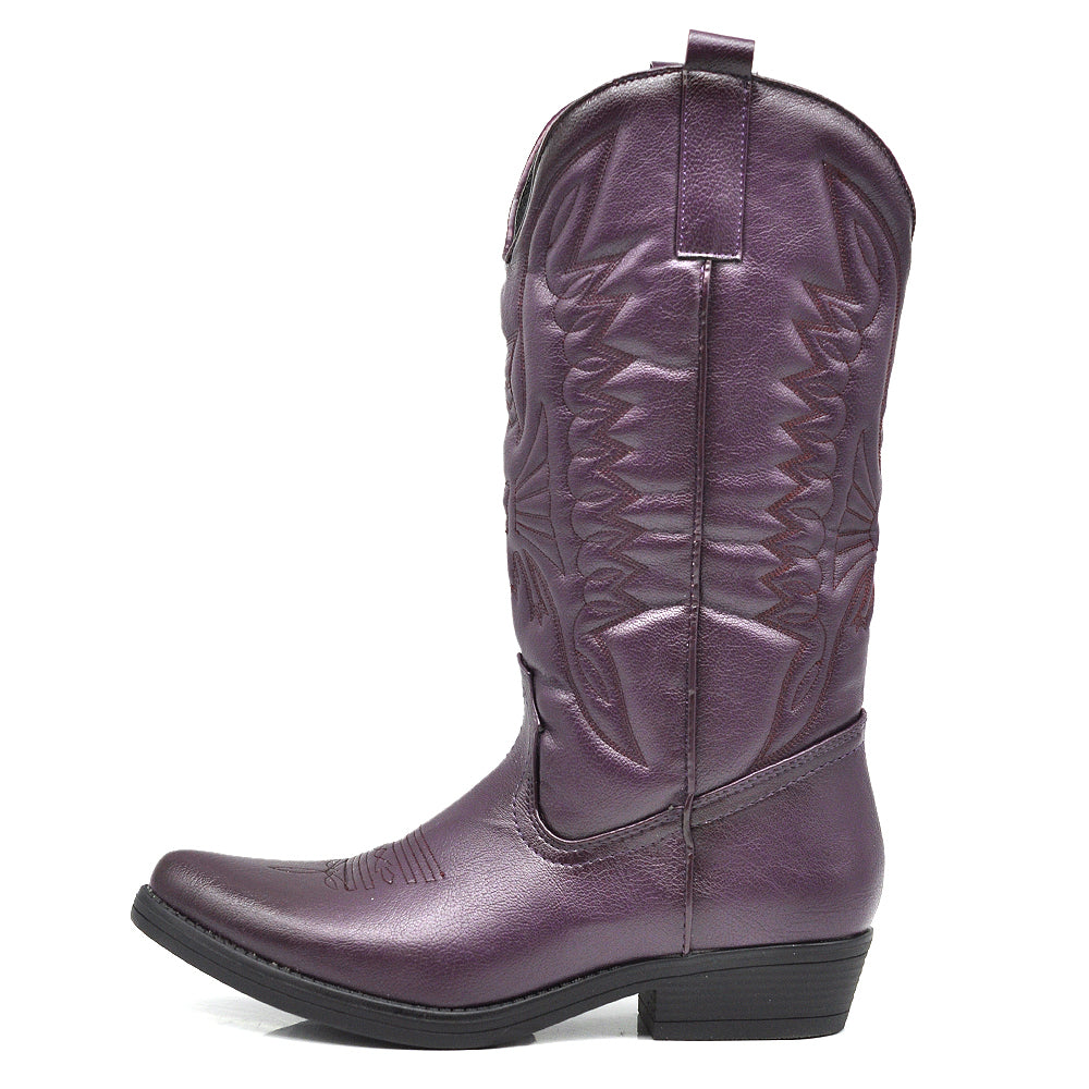 Stivali Stivaletti Da Donna Texani Cowboy Cowgirl A Punta Etnici C19004-4