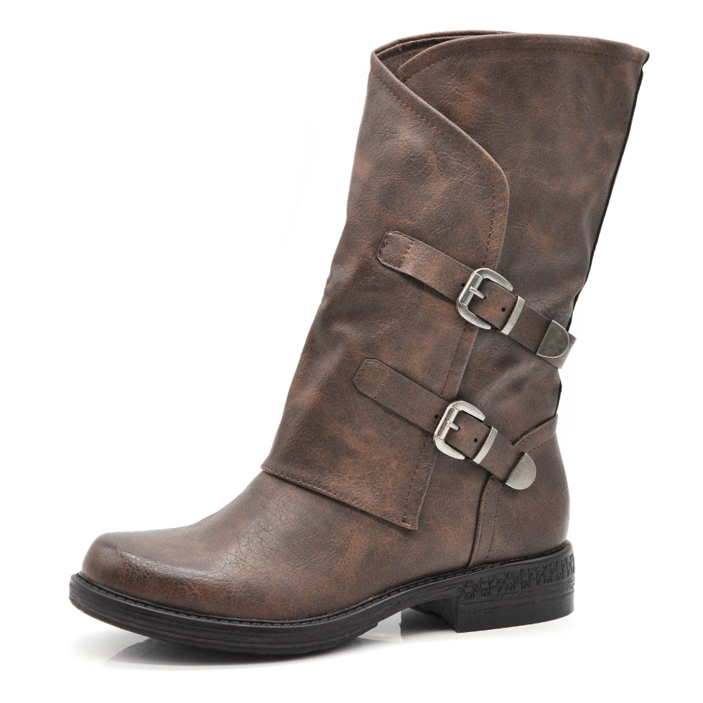 Anfibi Biker Stivaletti Stivali Motociclista Tronchetti Scarpe Da Donna G620