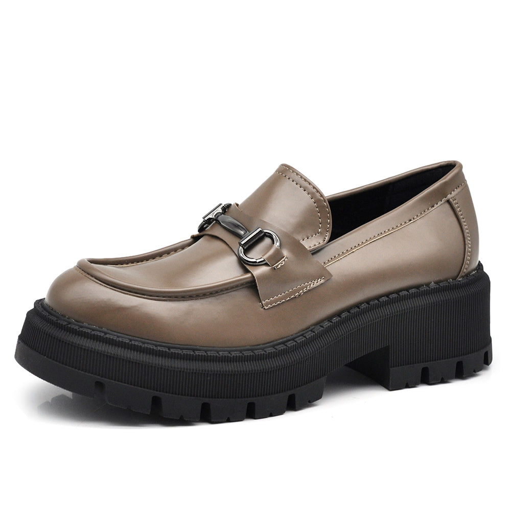 Scarpe Da Donna Mocassini Loafer Slip On Con Catena Morsetto Platform MP370-1