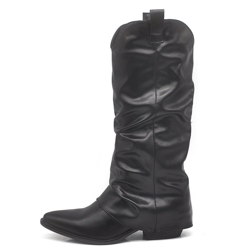 Scarpe da Donna Stivali Arricciati Con Ghette A Punta LY74-5 D7648 MP410-1