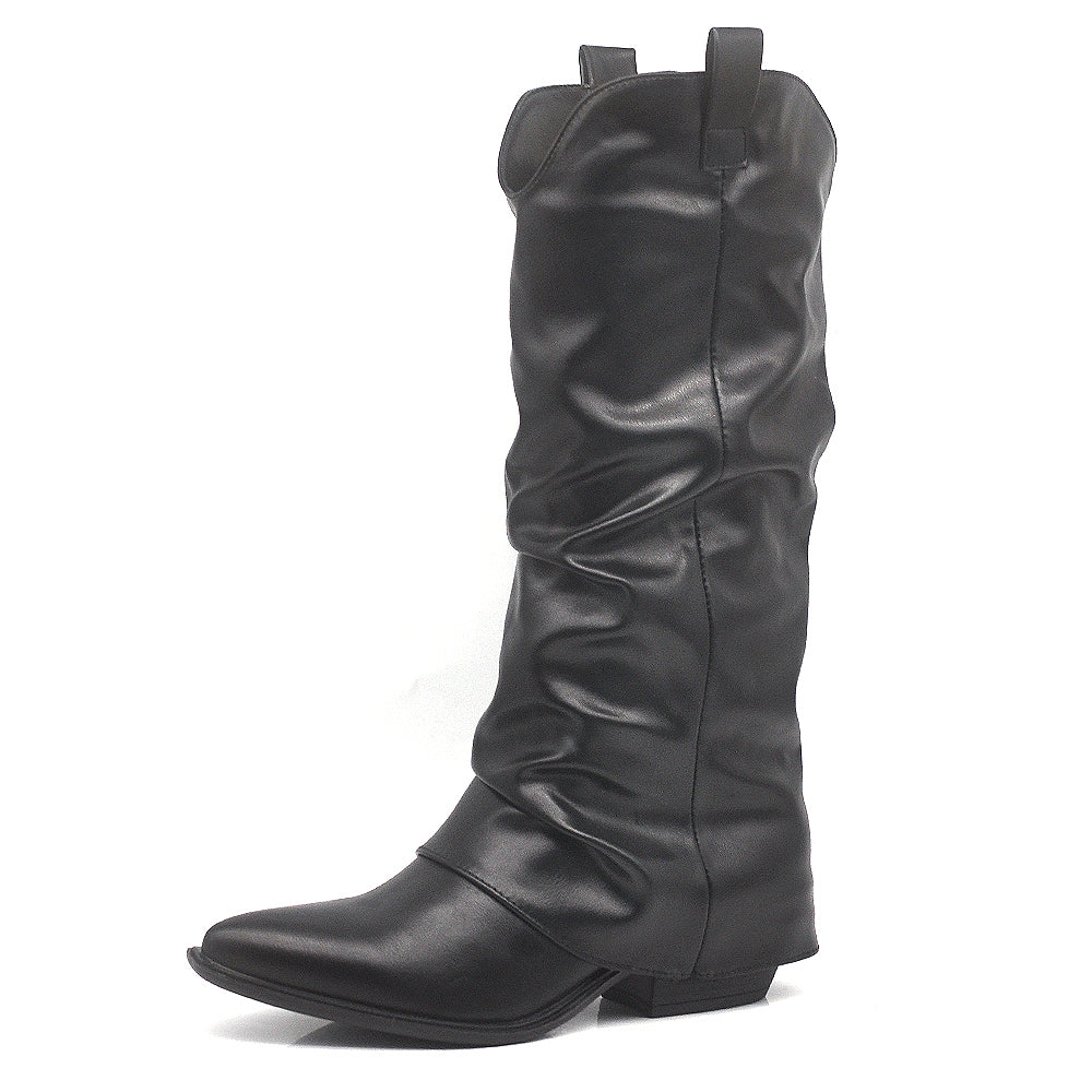 Scarpe da Donna Stivali Arricciati Con Ghette A Punta LY74-5 D7648 MP410-1