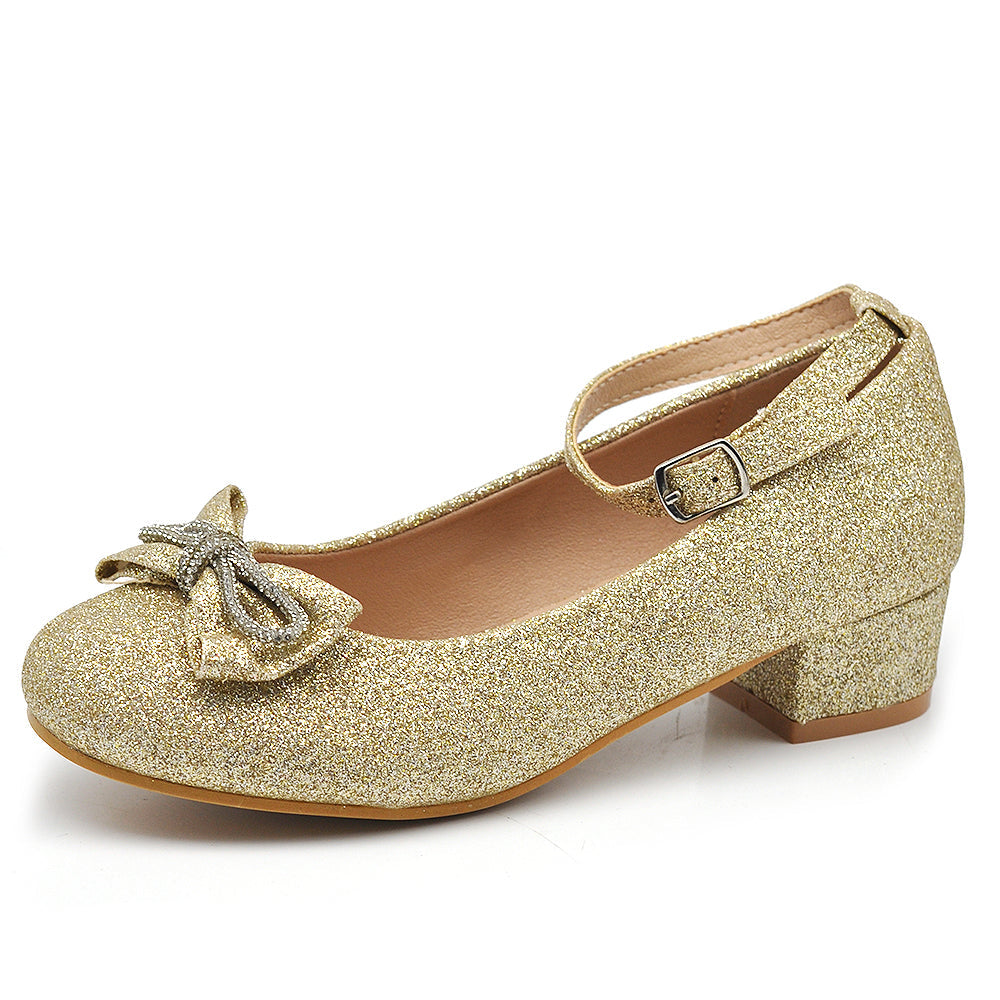 Scarpe Ballerine Da Bambina Ragazza Glitter Strass Gioiello Cerimonia W7008