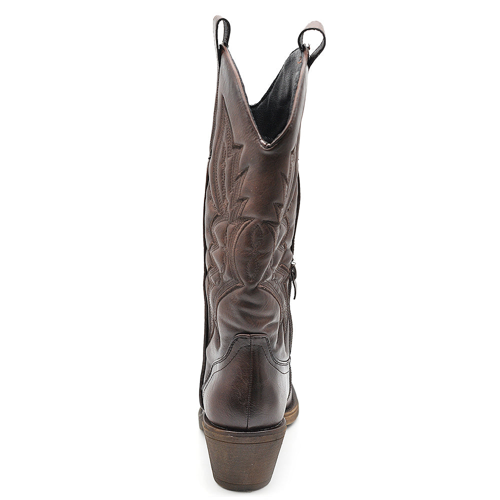 Stivali Stivaletti Da Donna Texani Cowboy Cowgirl Punta Quadrata Etnici YG886
