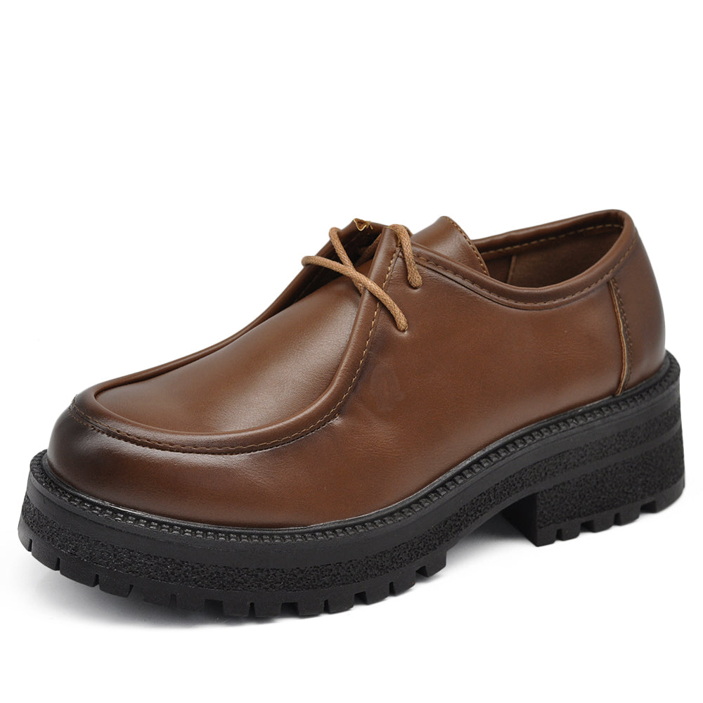 Scarpe Da Donna Mocassini Loafer Con Lacci Stringati Platform G692