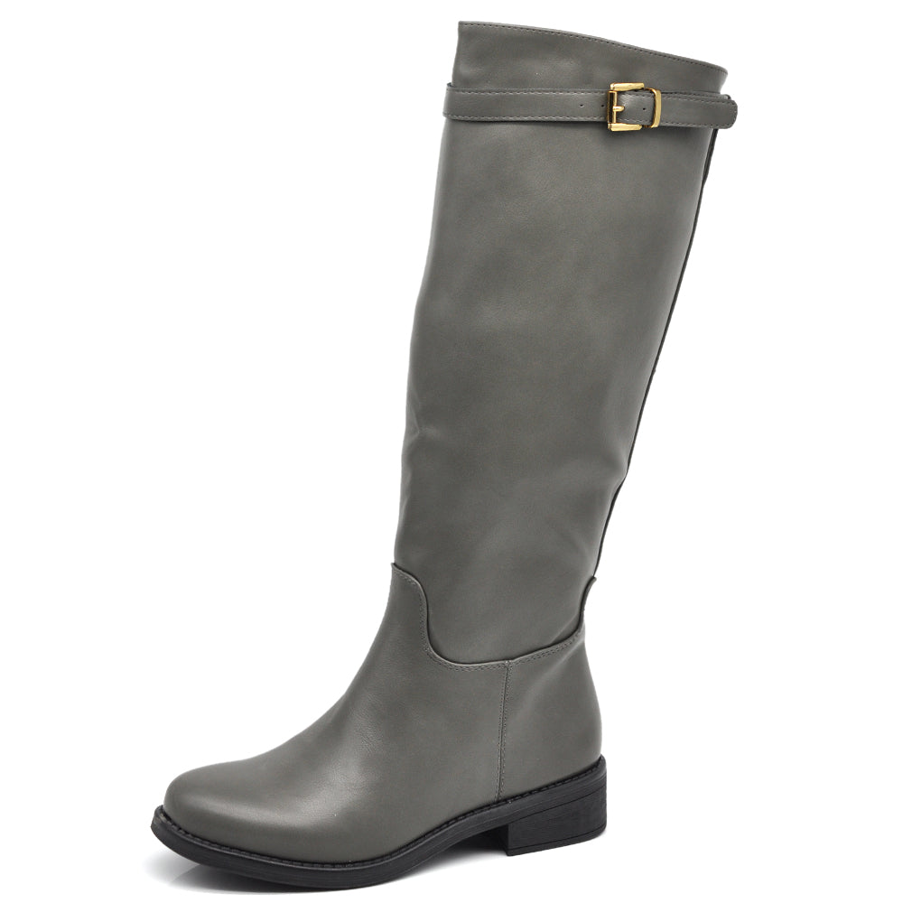 Stivali Cavallerizza Equitazione Biker Motociclista Con Fibbia Da Donna 328 nero