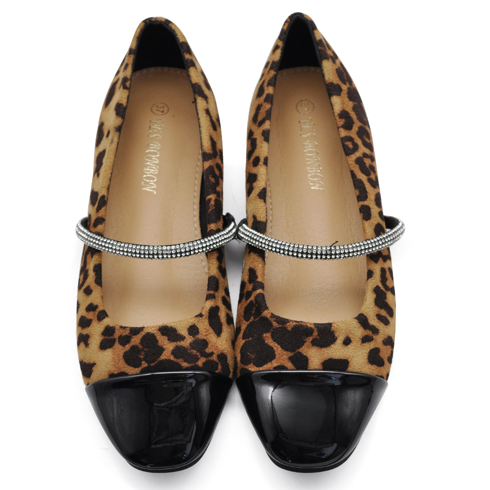 Scarpe Da Donna Ballerine Bicolori Con Cinturino Strass Punta Lucida 505