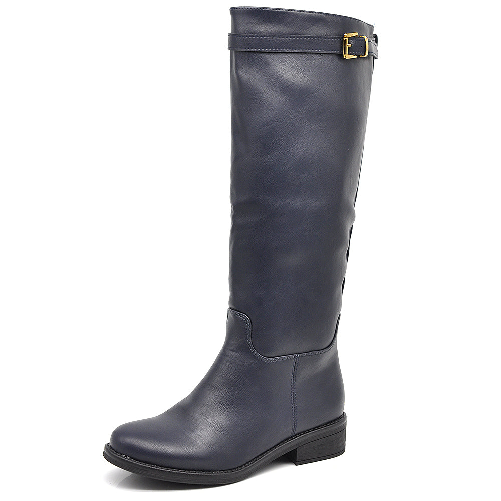 Stivali Cavallerizza Equitazione Biker Motociclista Con Fibbia Da Donna 328 nero