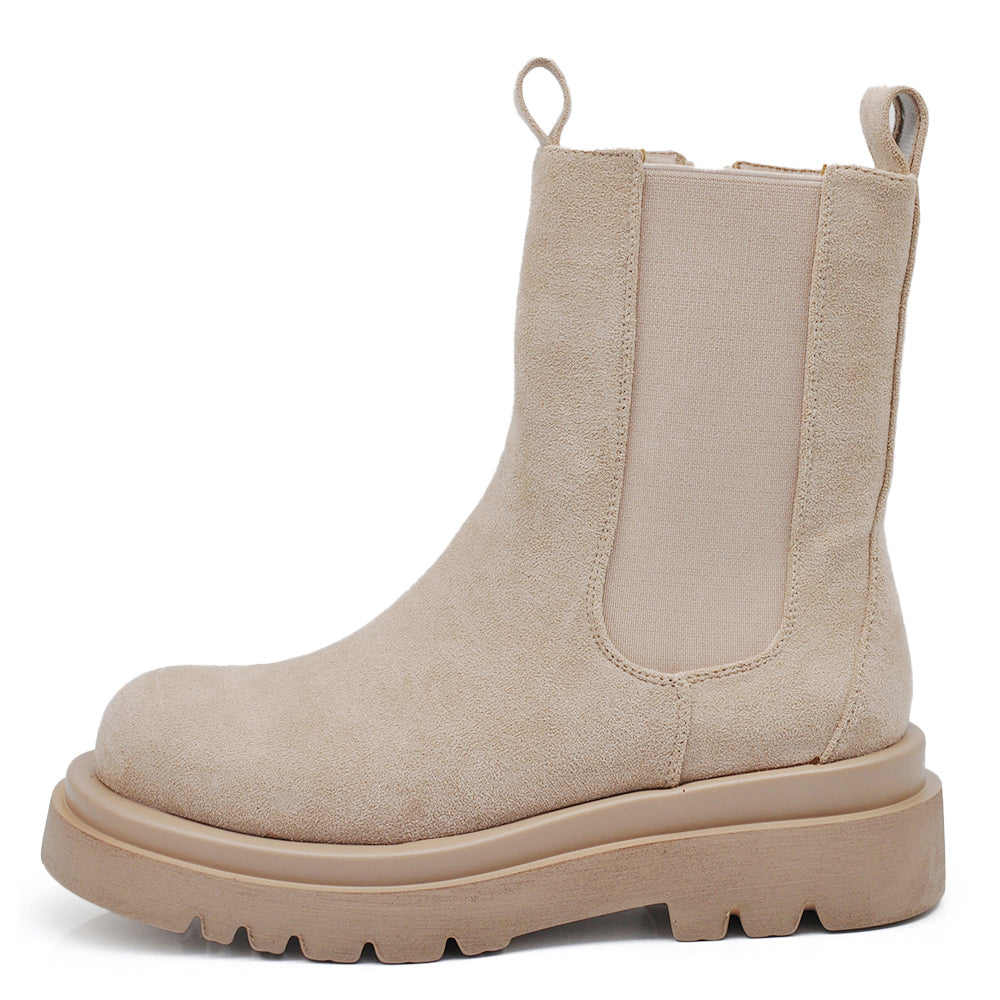 Stivaletti Chelsea Donna Invernali con Suola Spessa Chunky – Anfibi Elasticizzati LY86-2