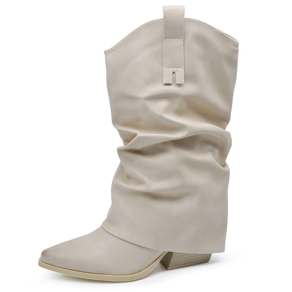 Scarpe da Donna Stivali Stivaletti Arricciati Con Ghette A Punta G695