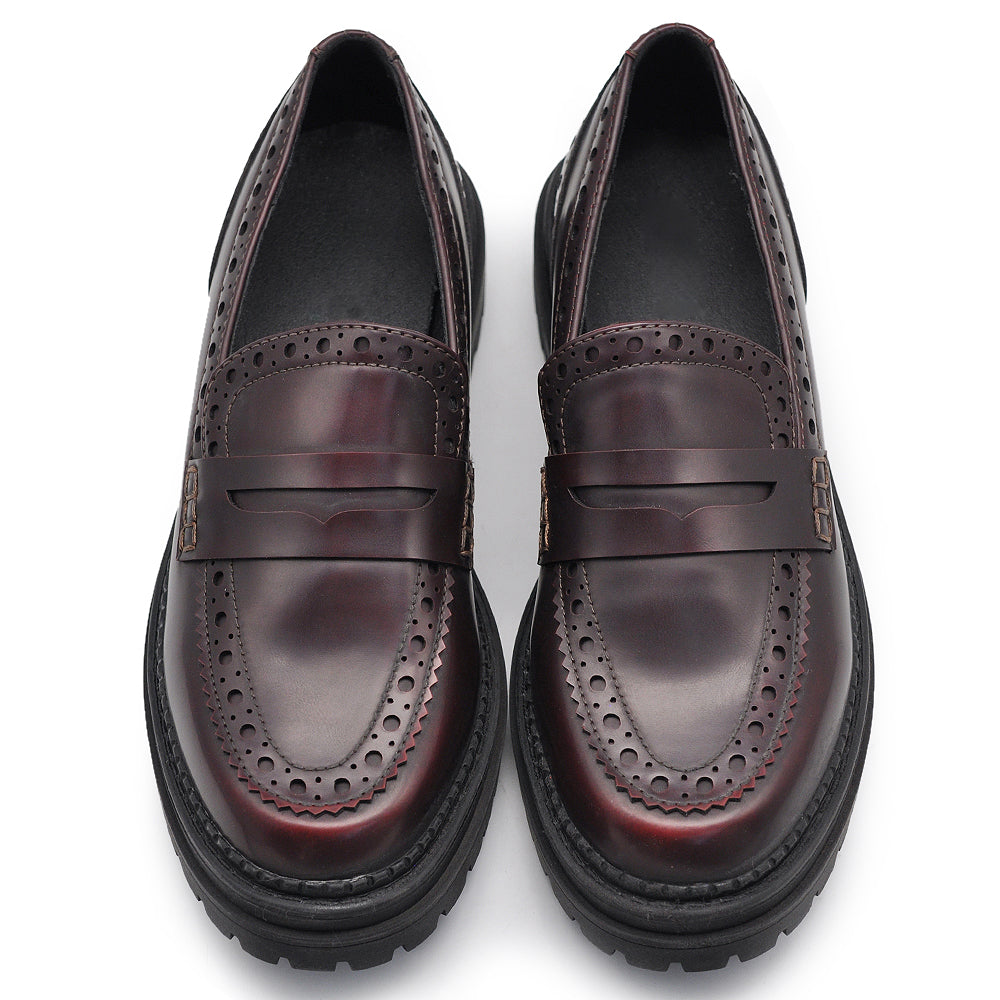 Scarpe Mocassini Slip On Duilio da Donna Decorazioni Brogue Eleganti Inglesi Londra Oxford GA012