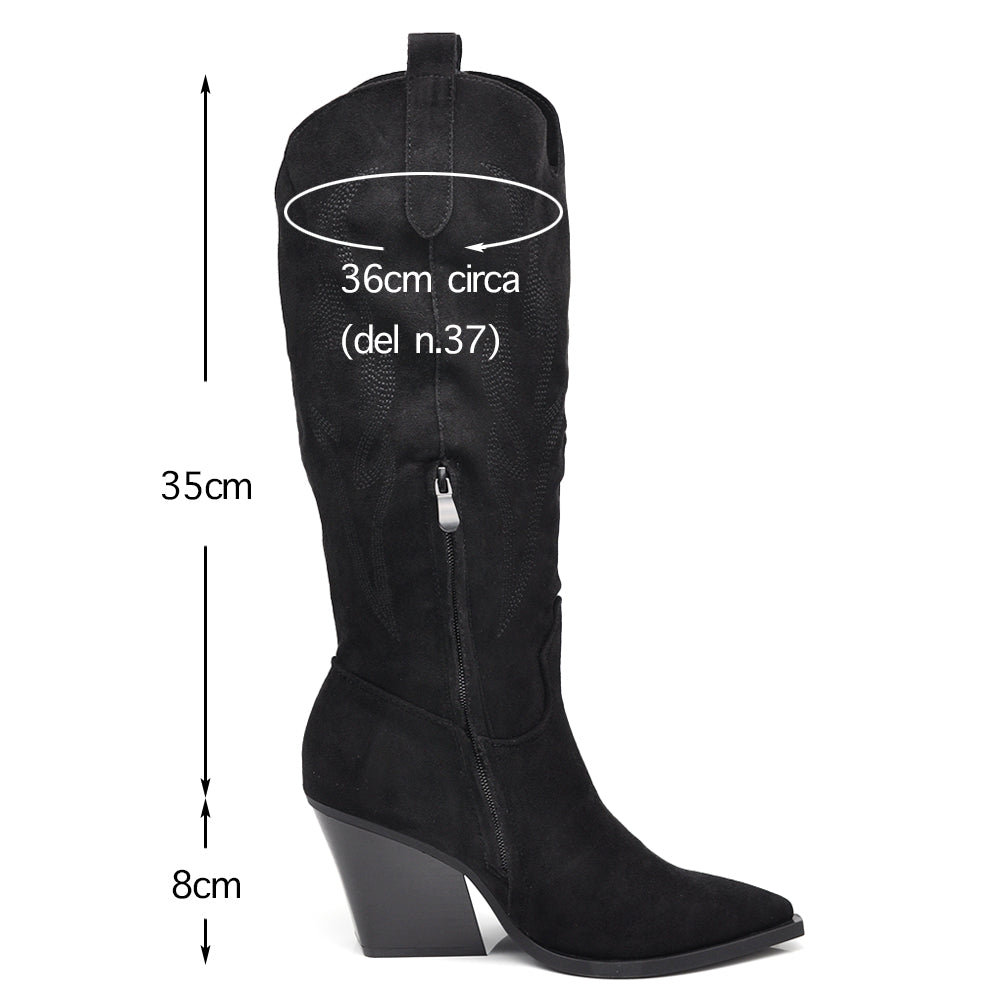 Stivali Texani Donna Punta a Mandorla Tacco Largo – MP662-2