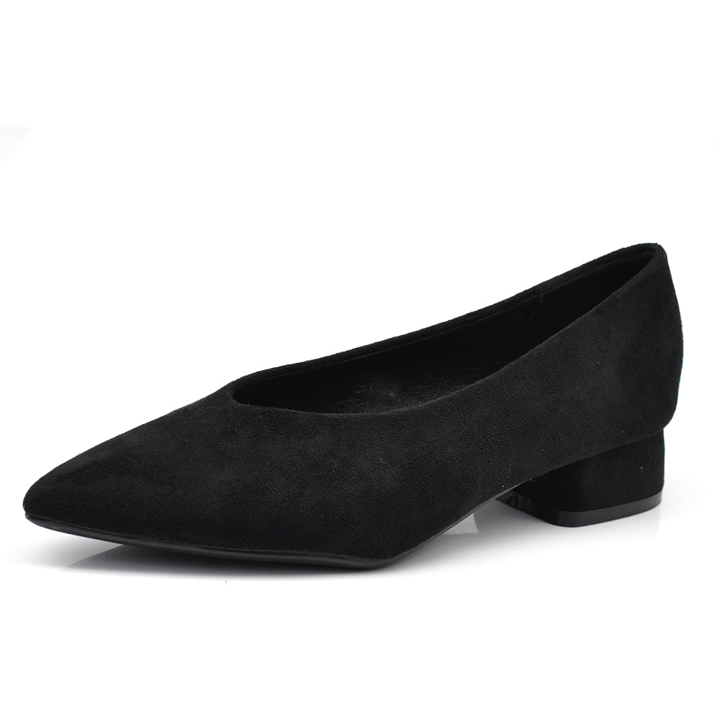 Ballerine da donna punta affusolata tacco basso camoscio pelliccia sintetica 2817
