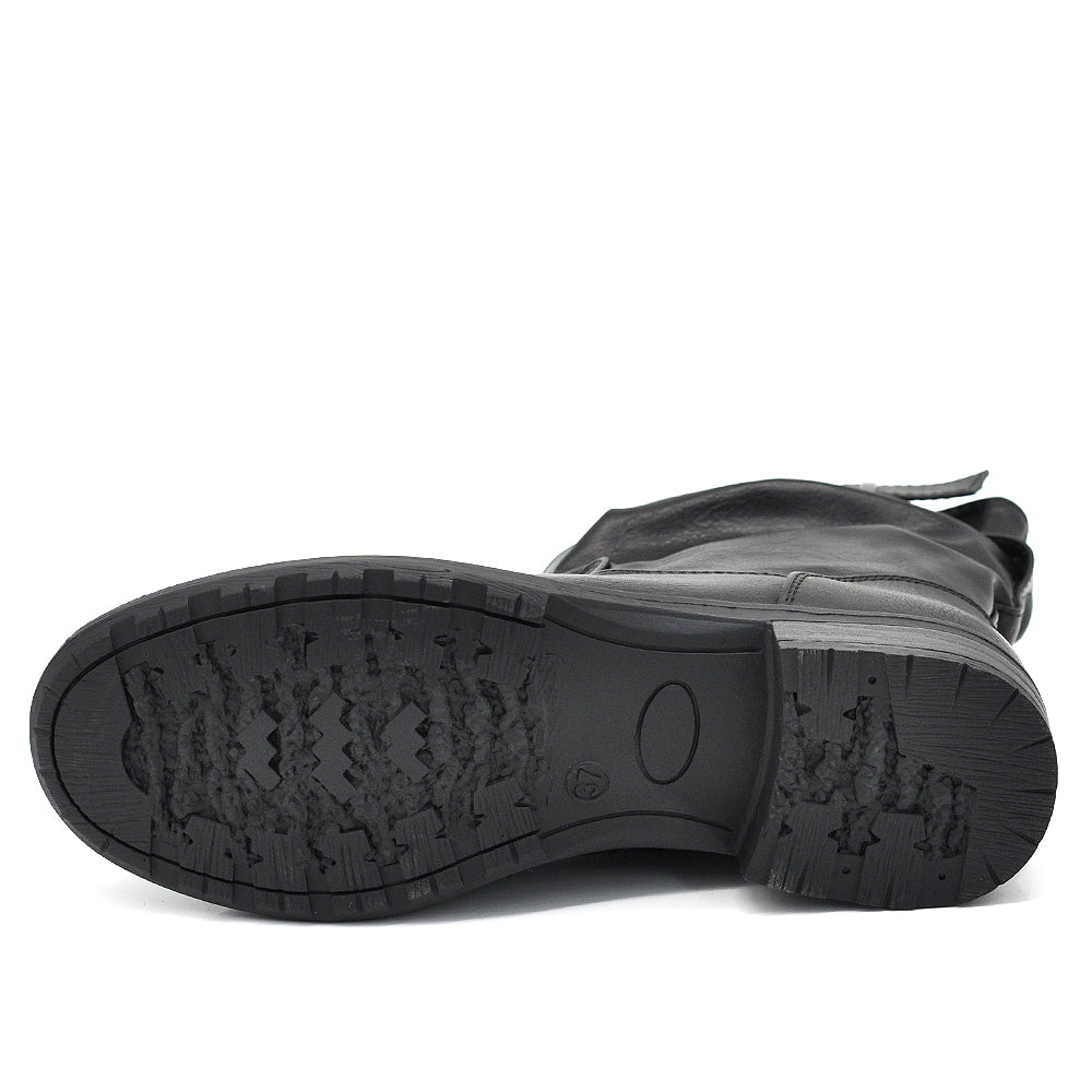 Scarpe Da Donna Stivaletti Arricciati Stivali Biker Motociclista Con Fibbie G527