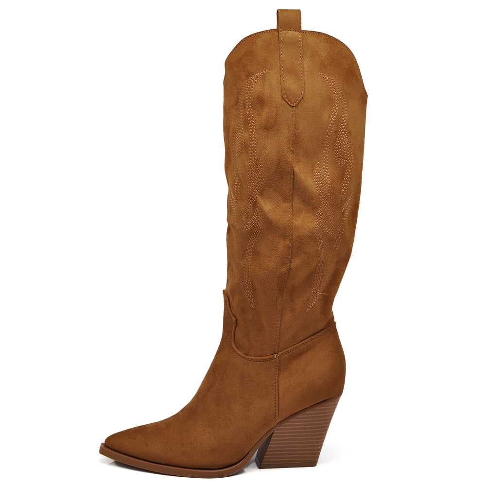 Stivali Texani Donna Punta a Mandorla Tacco Largo – MP662-2