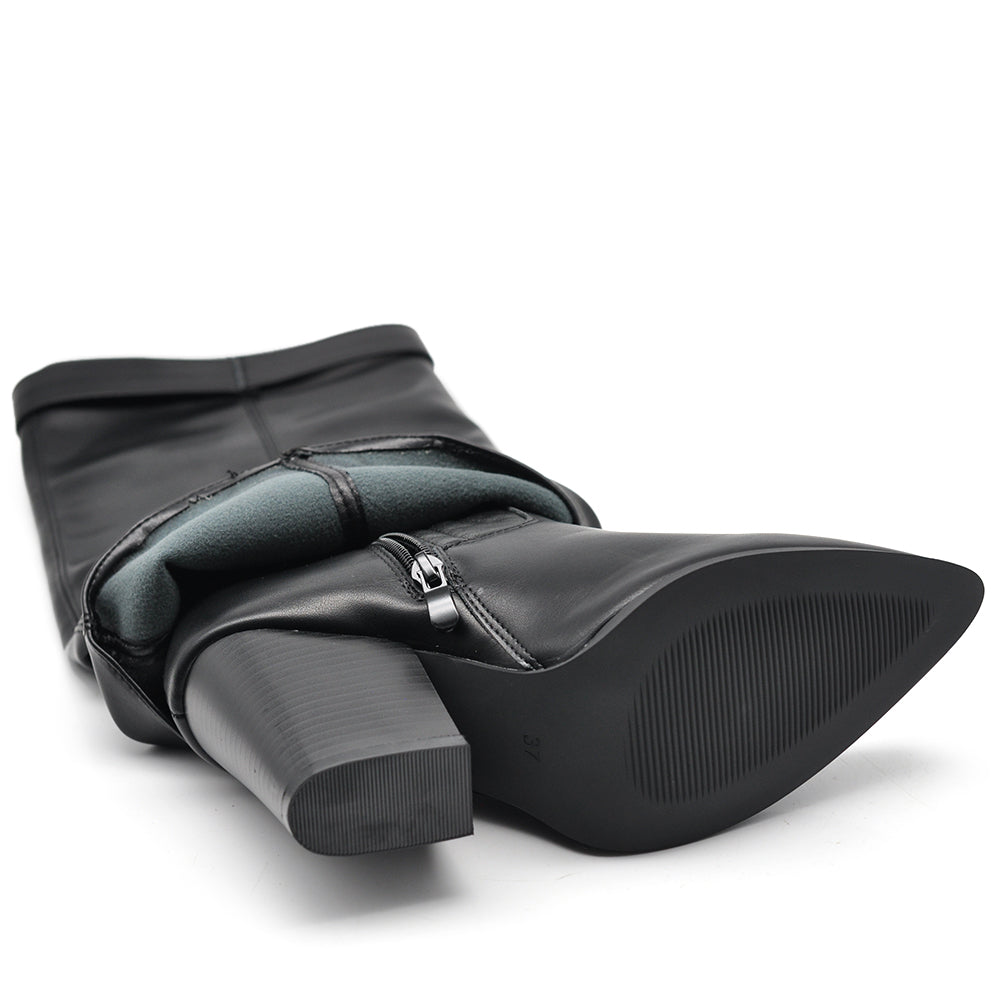 Stivali in ghetta A Punta Con Tacco Lucchetto Zip Cerniera Da Donna G698