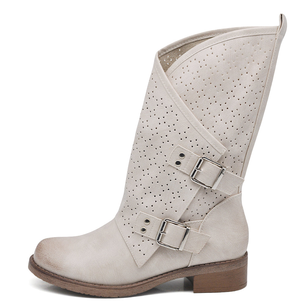 Stivali Scarpe Stivaletti Anfibi Motociclista Primaverili Estivi Da Donna G697