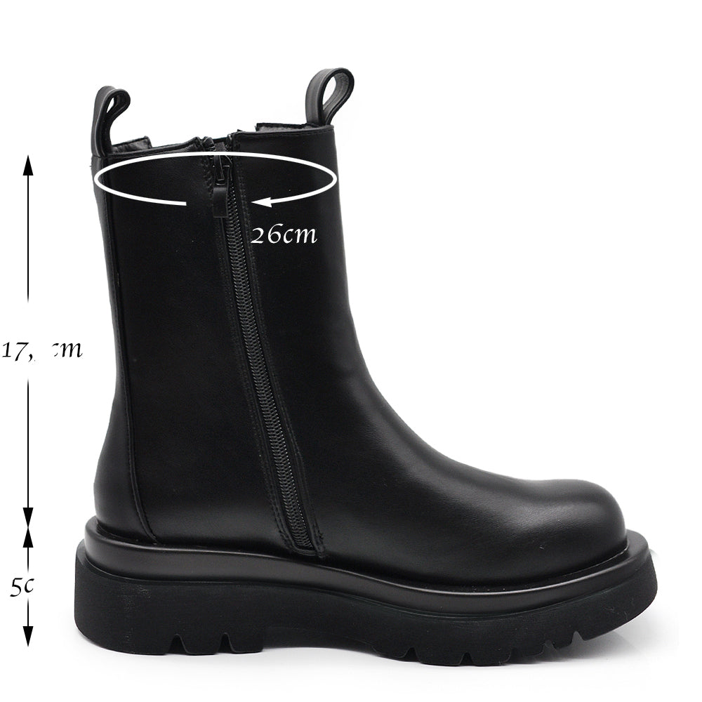 Stivaletti Chelsea Donna Invernali con Suola Spessa Chunky – Anfibi Elasticizzati LY86-2