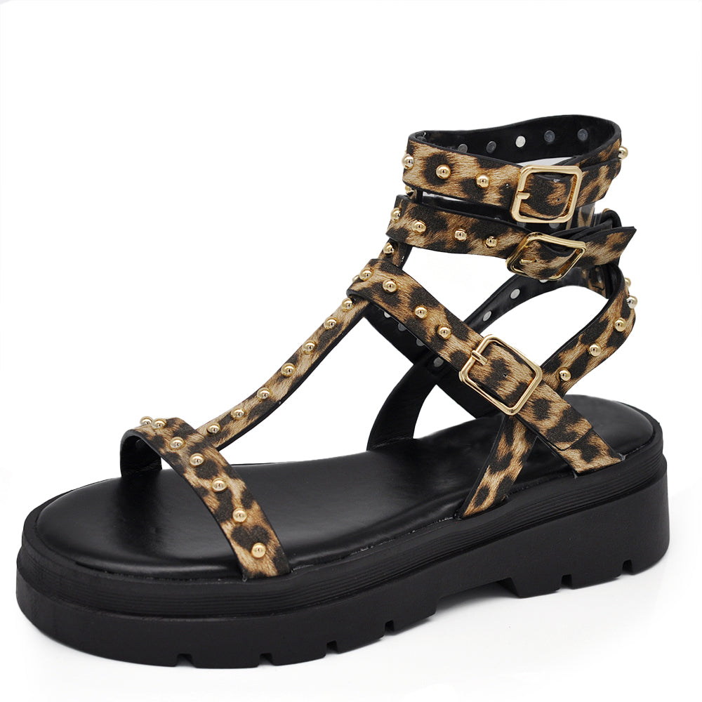 Scarpe Infradito Sandali Stivaletti Estivi Da Donna Con Borchie e Platform 2772CW