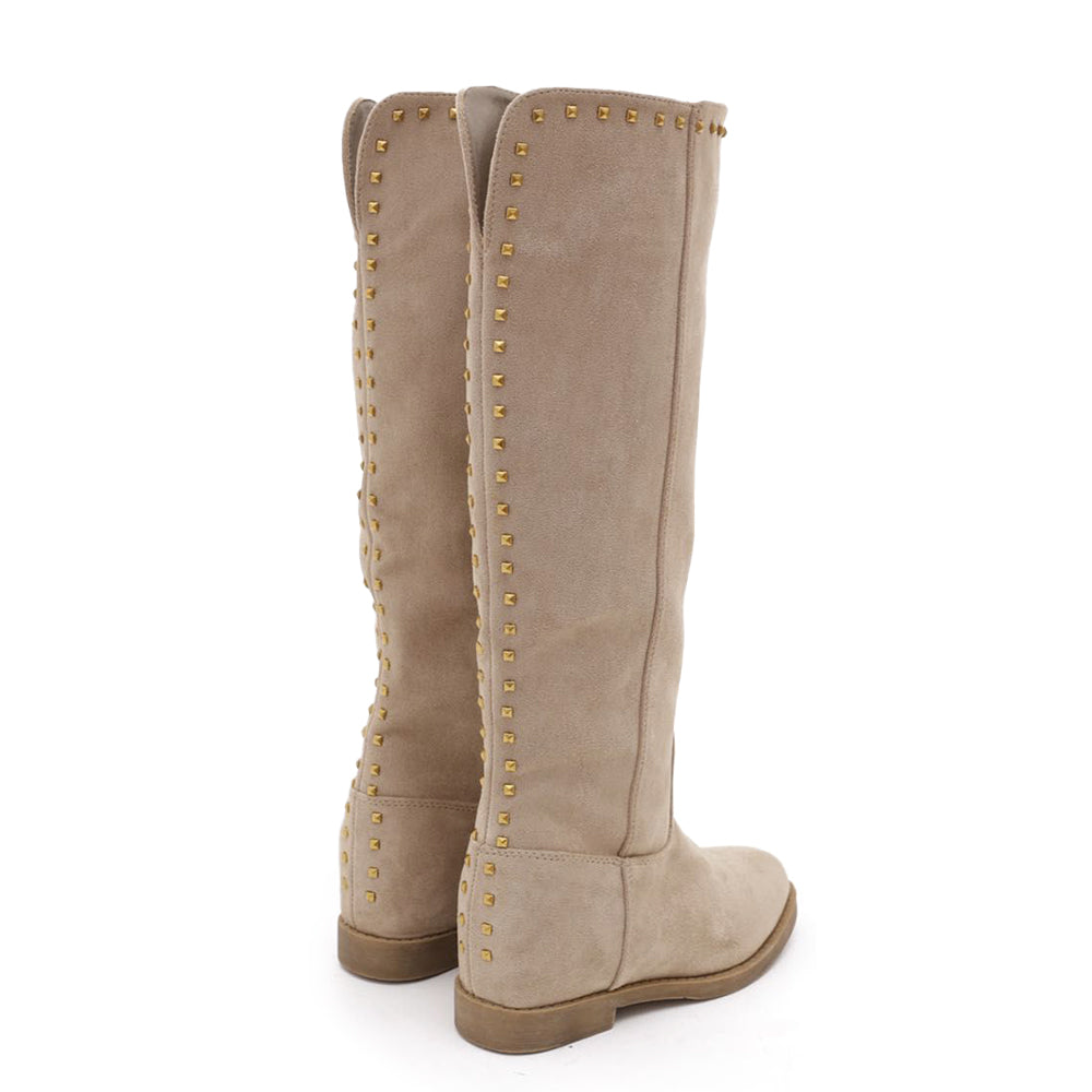 Stivali Alti Da Donna Con Borchie Zeppa Interna Rialzo MP726-1 LY81-4