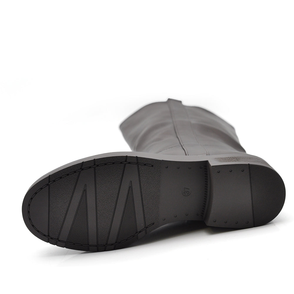 Stivali Biker Donna Alti con Gambale Dritto, Suola Chunky e Tacco Basso – Stivali Moto Casual 731