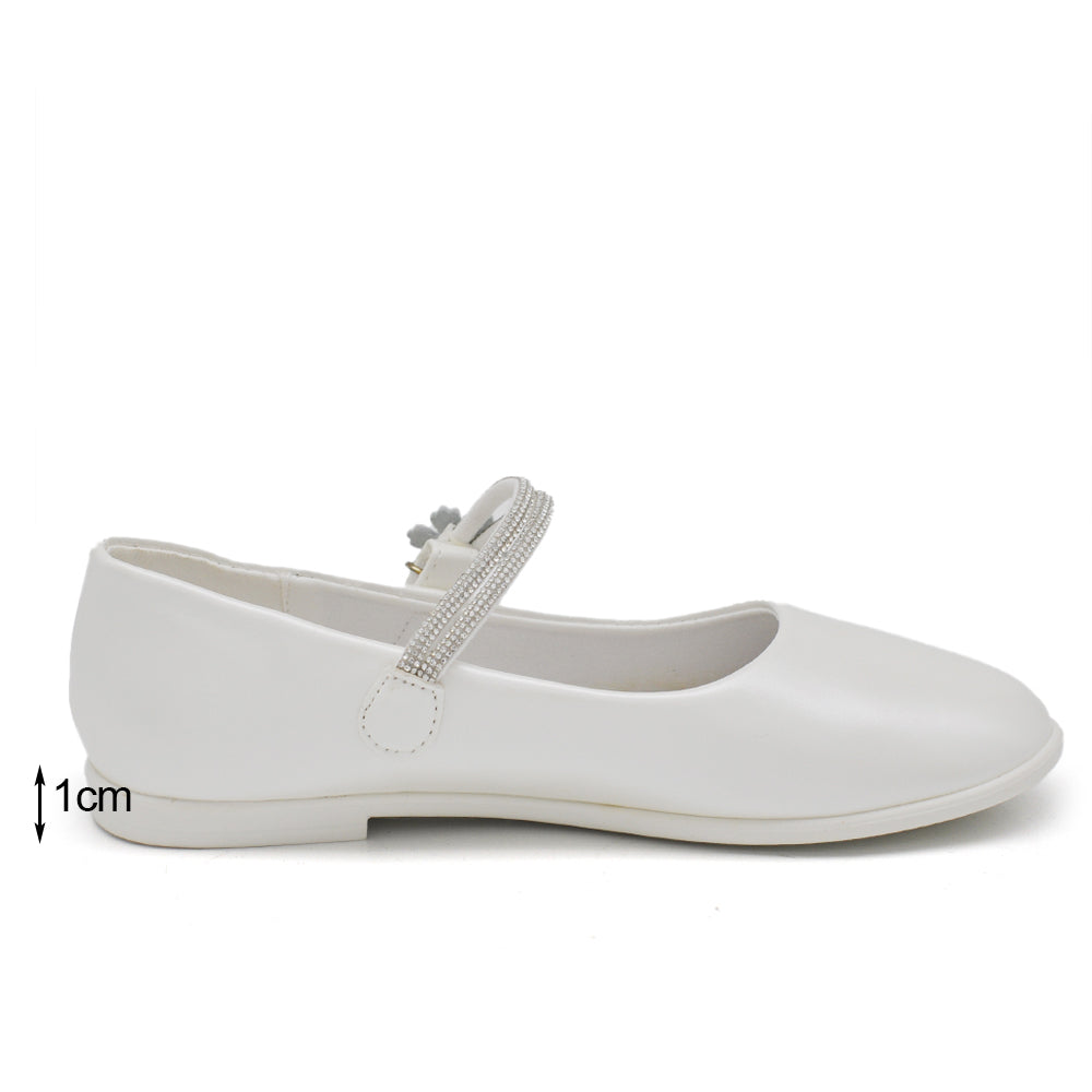 Scarpe Ballerine Da Bambina Ragazza Strass Perline Fiorellini Comunione GD4052