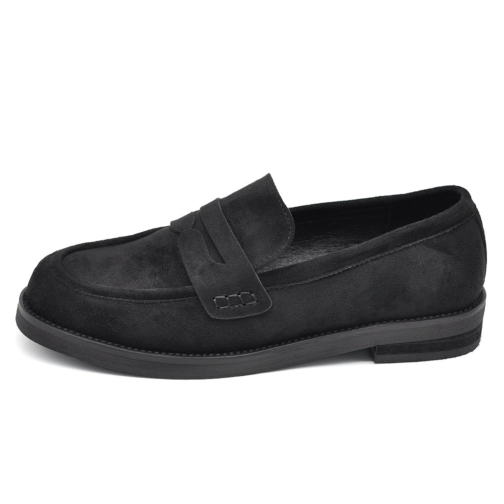 Mocassini Donna in Camoscio Eleganti, Loafers Slip On Casual da Ufficio, Suola Rinforzata con Inserto Effetto Legno, Comodi e Resistenti