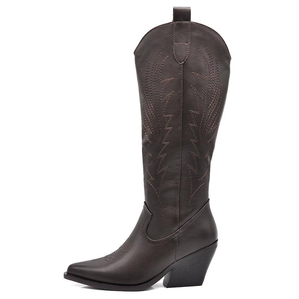 Stivali Stivaletti Da Donna Texani Cowboy Cowgirl A Punta Etnici Ricamati LY80-12 GA021
