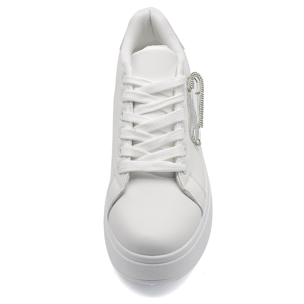 Sneakers Platform con Cuore e Spilla di Strass – Stile Unico e Massimo Comfort LL-16