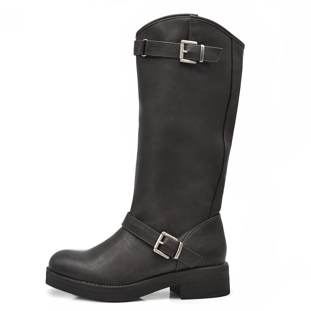 Stivali Da Donna Moto Motociclista Biker Anfibi Doppie Fibbie YG883