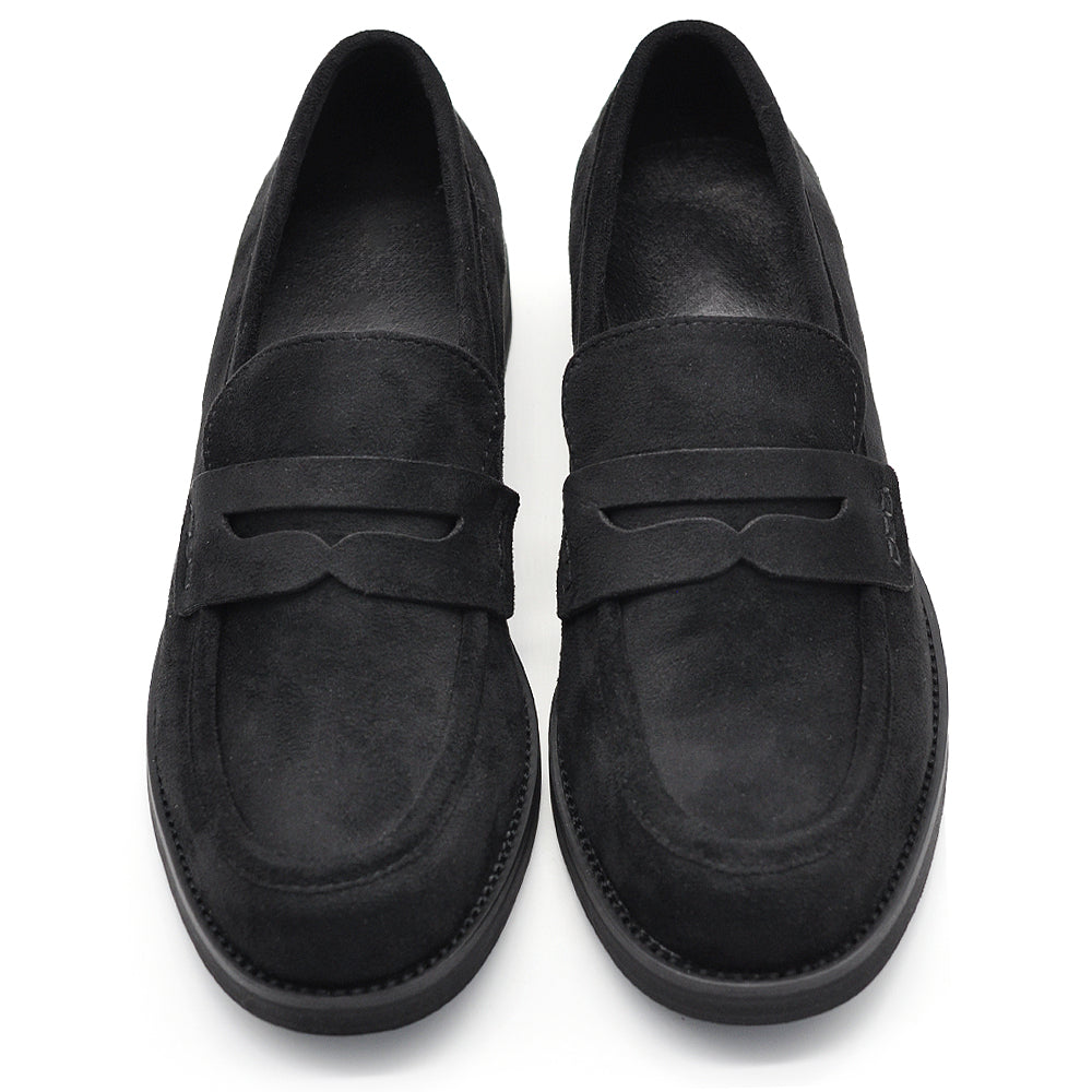 Mocassini Donna in Camoscio Eleganti, Loafers Slip On Casual da Ufficio, Suola Rinforzata con Inserto Effetto Legno, Comodi e Resistenti