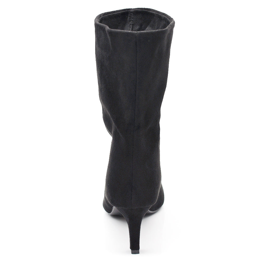 Stivaletti Donna Gambale Largo Morbido – Tronchetti Slouchy con Tacco Medio Elegante