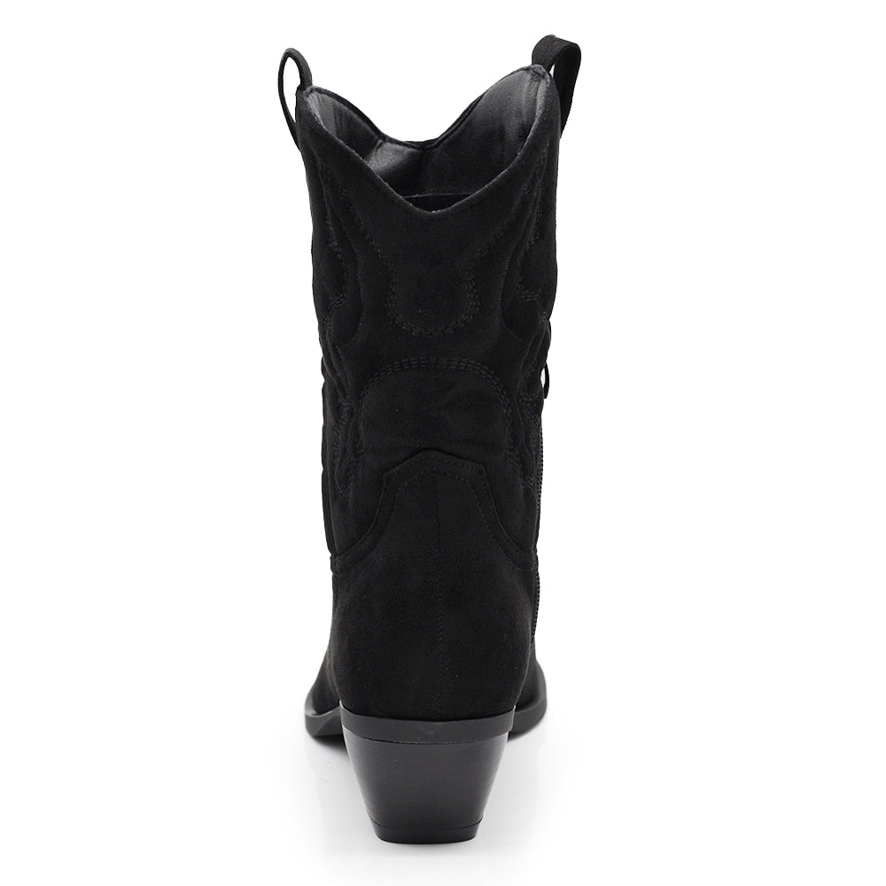 Scarpe Stivaletti Texani Da donna Camperos Ricamati Cowboy Camoscio Western A227