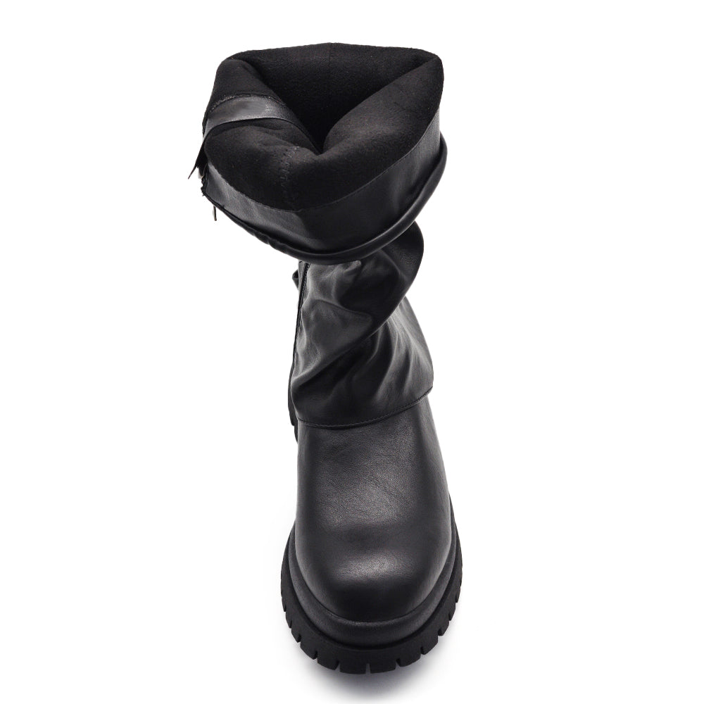 Stivali alti biker impreziositi da fibbie decorative sul retro MP2751-5