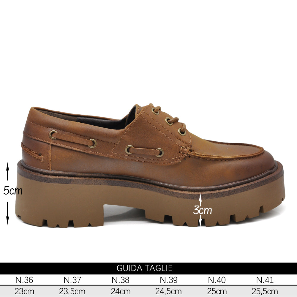 Scarpe stringate platform da donna stile casual – mocassini chunky con suola alta