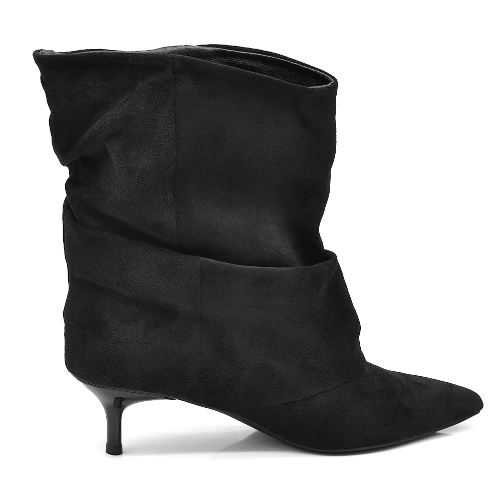 Stivaletti Donna Gambale Largo Morbido – Tronchetti Slouchy con Tacco Medio Elegante HL227-77