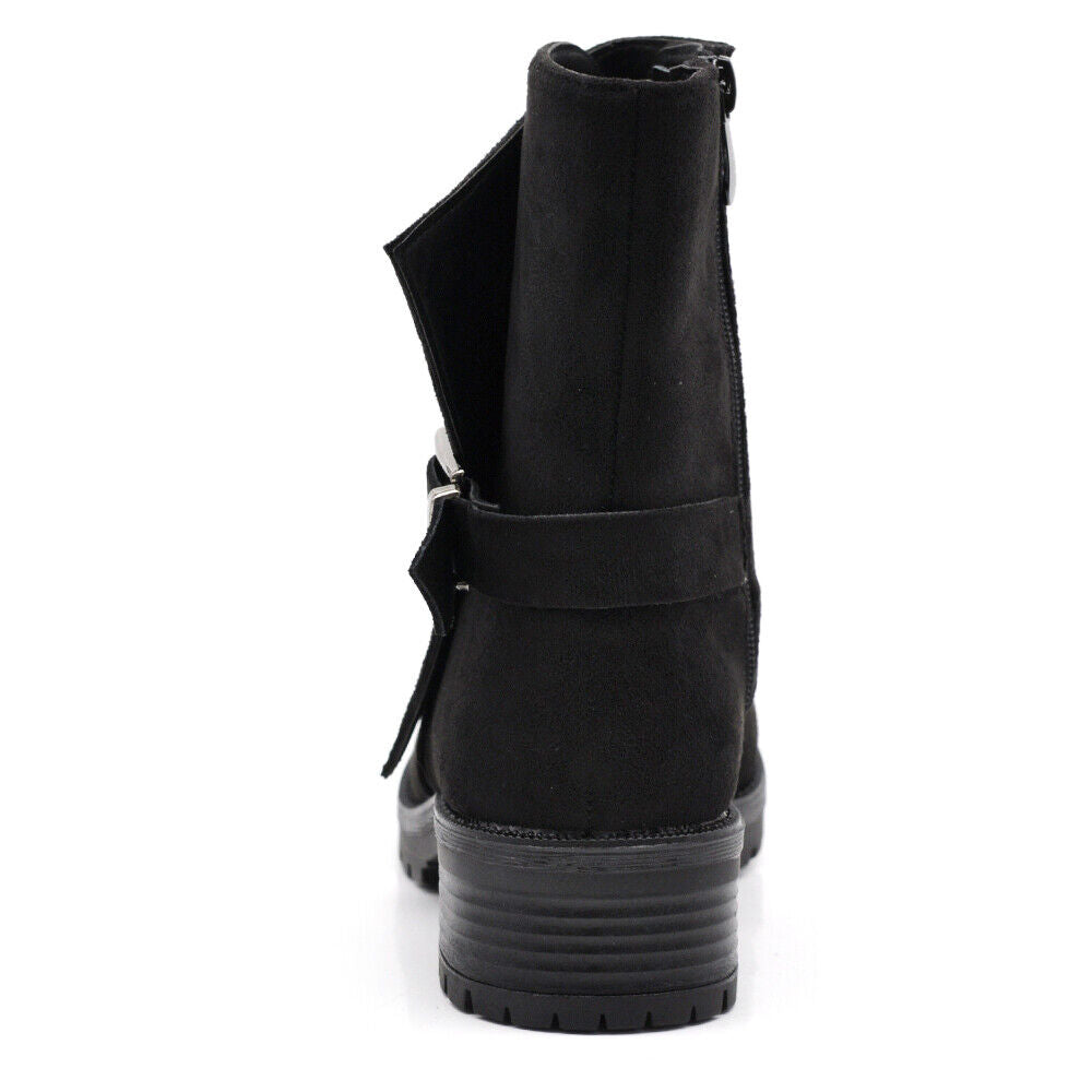 Stivali Stivaletti Biker Anfibi Motociclista Fibbia Borchie Da Donna MS1527