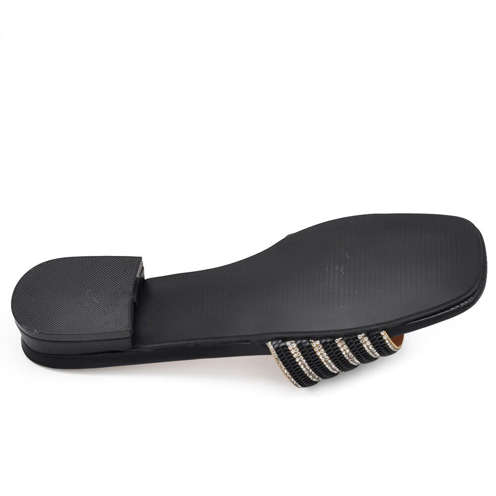 Scarpe Da Donna Ciabatte Sandali Bassi A Fascia Con Pietre Strass GH-806
