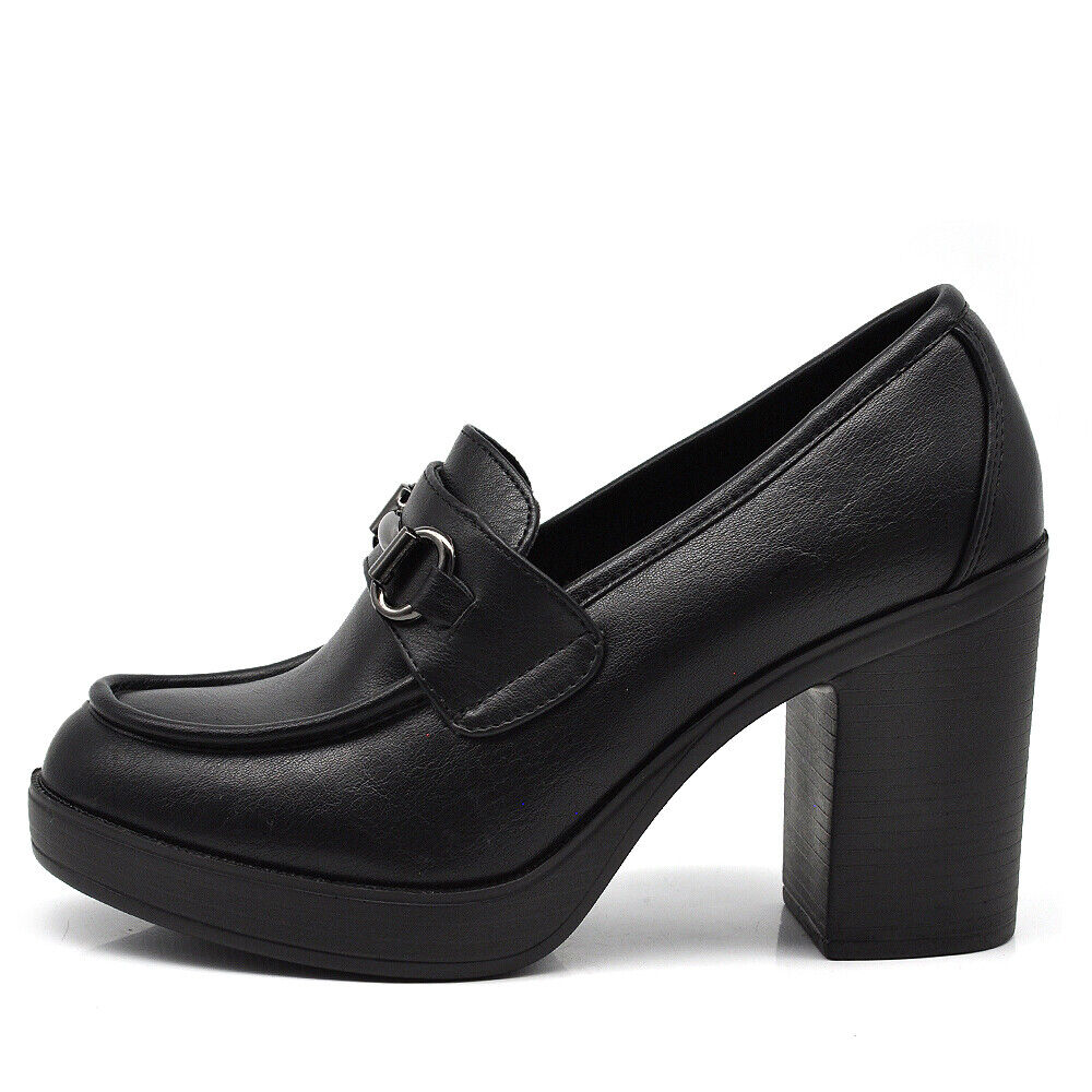 Mocassini Loafers Décolleté Da Donna Morsetto Con Tacco Grosso MP354-12