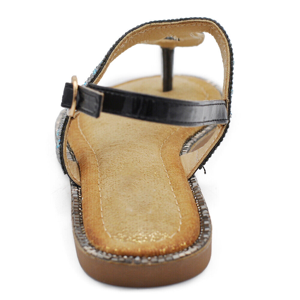 Infradito Sandali Gioiello Bassi Da Donna Con Pietre Strass Brillantini GH-805