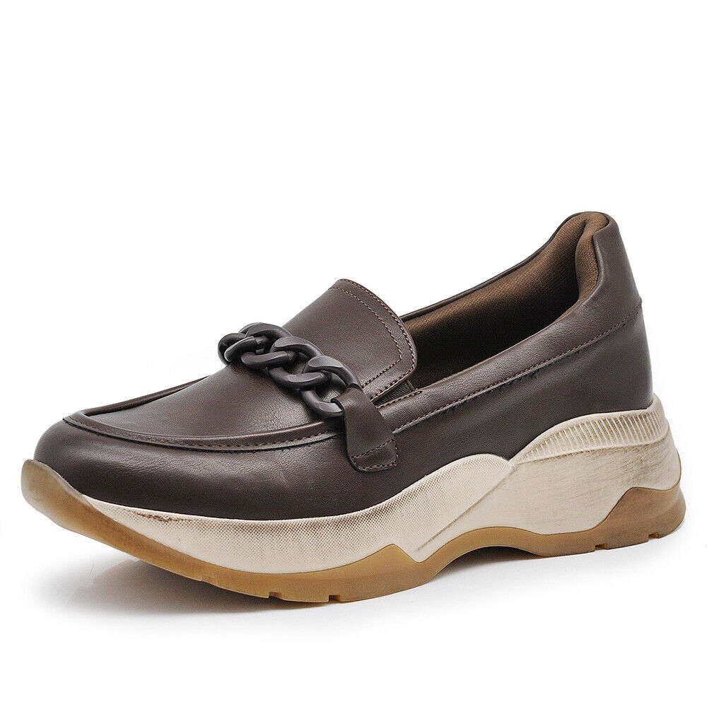 Scarpe Sneakers Mocassini Slip On Da Donna Con Catena Platform Zeppa GR-6648