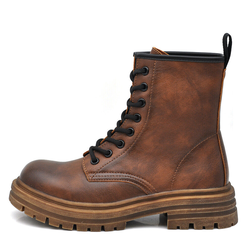 Stivaletti Stivali Anfibi Combat boots Militare Da Donna Platform Y13 nero camel