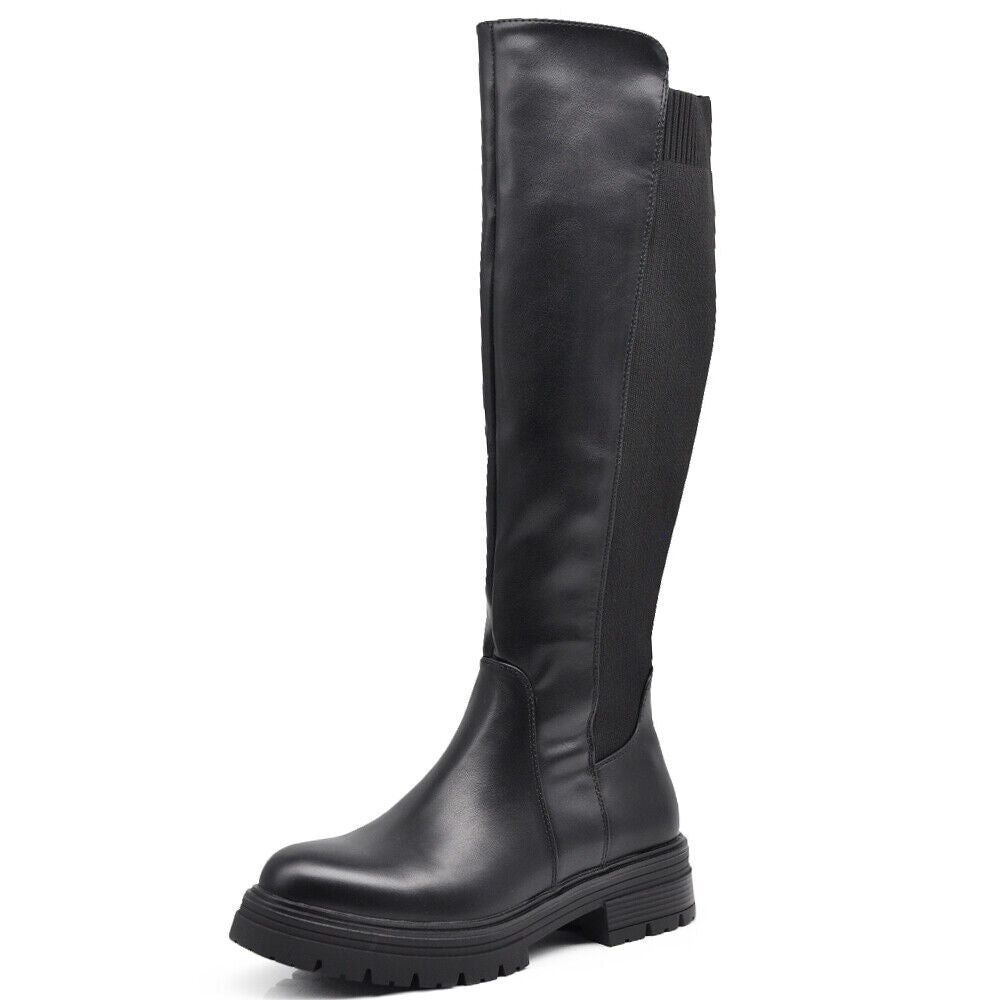 Stivali Biker Motociclista Al Polpaccio Da Donna Con Tessuto Stretch G670