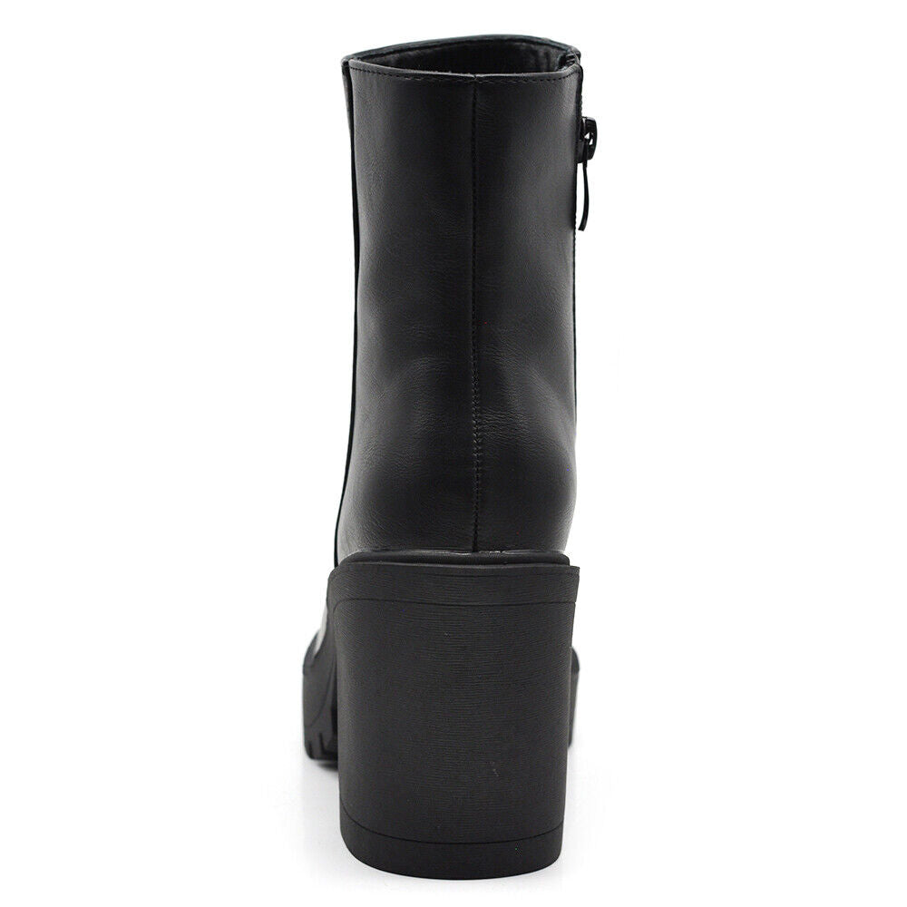 Stivali Stivaletti Tronchetti Da Donna Con Tacco Platform Zeppa MP650 nero beige