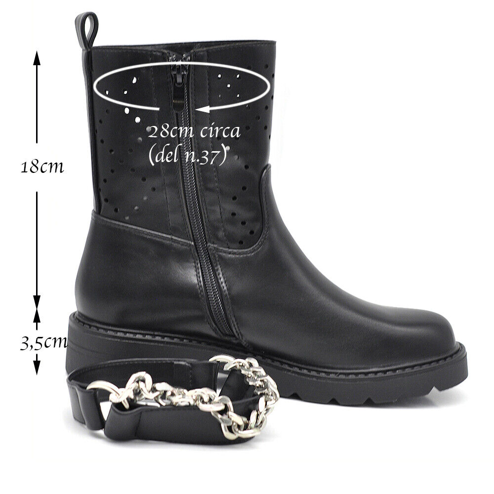 Stivali Stivaletti Catena staccabile Biker Primaverili Estivi Da Donna D7910