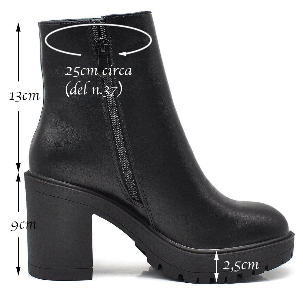 Stivali Stivaletti Tronchetti Da Donna Con Tacco Platform Zeppa MP650 nero beige