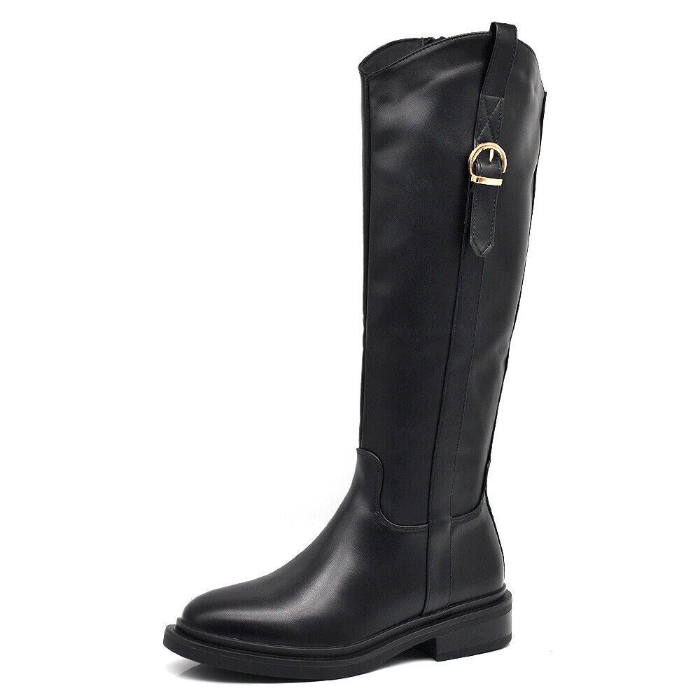 Stivali Cavallerizza Equitazione Biker Motociclista Con Fibbia Da Donna 7977