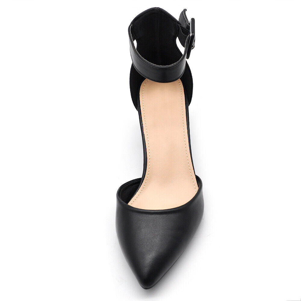 Scarpe Decolté A Punta Da Donna Sera Cerimonia Tacco Grosso Cinturino A31-062
